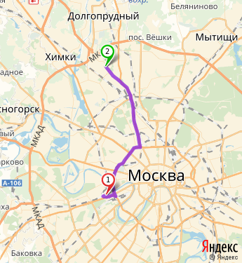 Маршрут из МО в Москву