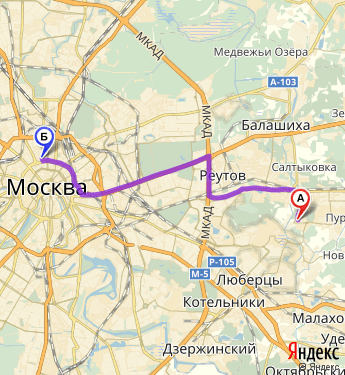 Маршрут из Железнодорожного в Москву