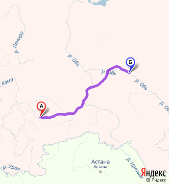 Маршрут из Екатеринбурга в Нижневартовск