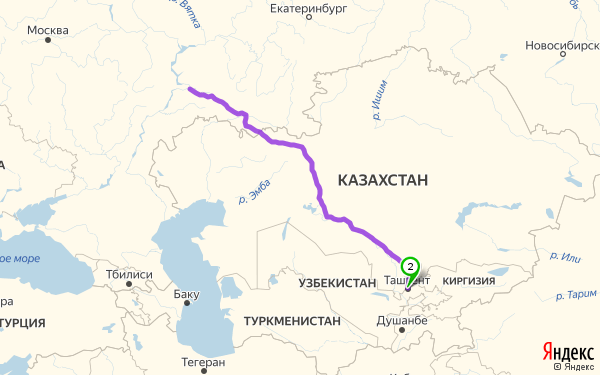 Маршрут из Самары в Ташкент