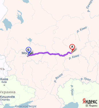 Маршрут из Вятских Полян в москву м.авиамоторная.