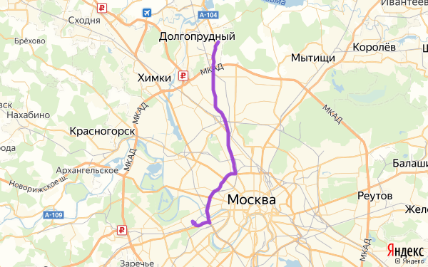 Маршрут из Москвы в 9 северную линию