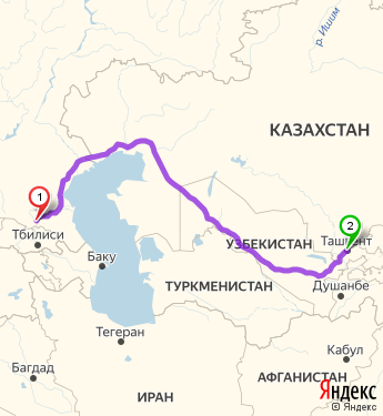 Маршрут из Владикавказа в Ташкент
