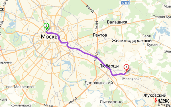 Маршрут из Краскова в Москву