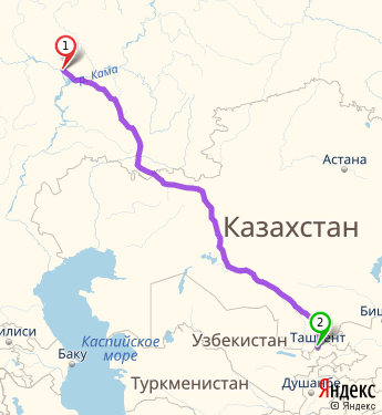 Маршрут из Казани в Ташкент