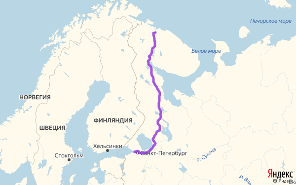 Маршрут из Кронштадта в Североморск