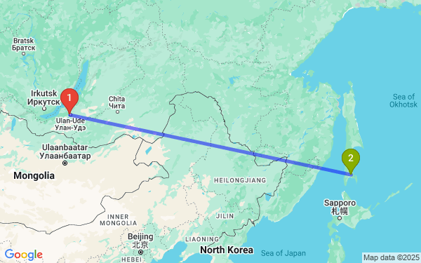 Маршрут из Улан-Удэ в Южно-Сахалинск