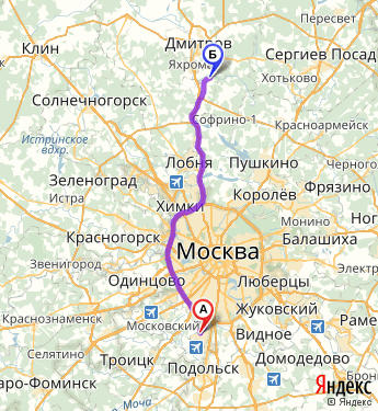 Маршрут из Москвы в Тучково
