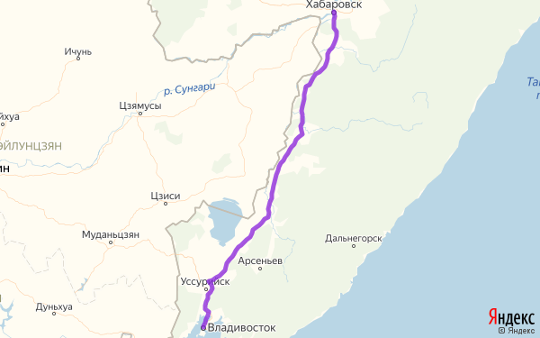 Маршрут из Хабаровска в Владивосток