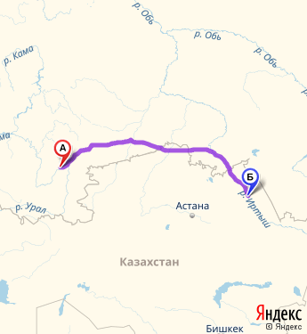 Маршрут из Белорецка в Павлодара