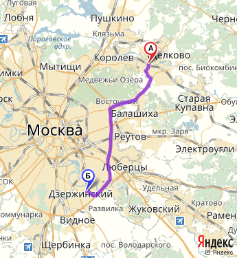 Маршрут из Щелкова в Москву