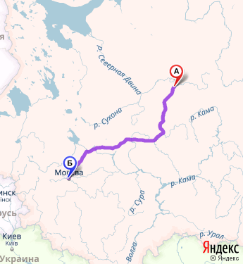 Маршрут из Сыктывкара в Москву