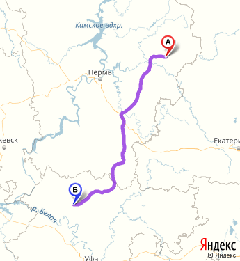 Маршрут из Горнозаводска в Бураево