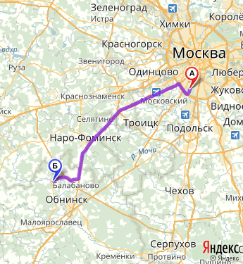 Маршрут из Москвы в Боровска
