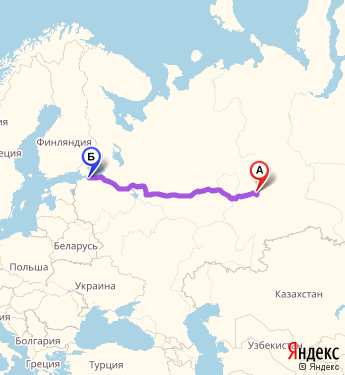 Маршрут из Нижней Туры в Санкт-Петербург