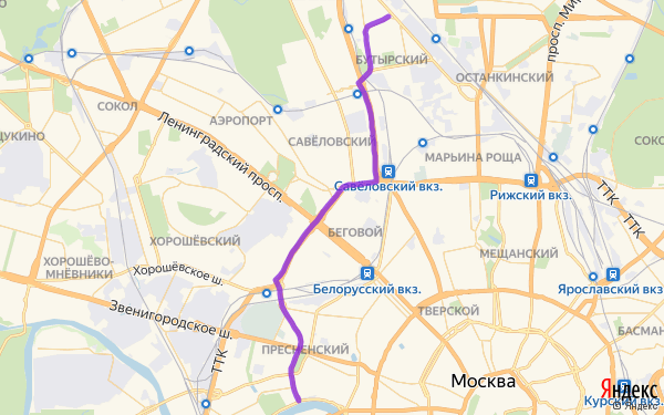 Маршрут по Москве