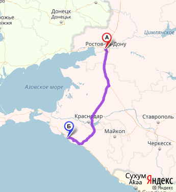 Маршрут из Ростова-на-Дону в Геленджик