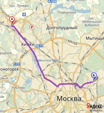 Маршрут из Новоподрезкова в Москву