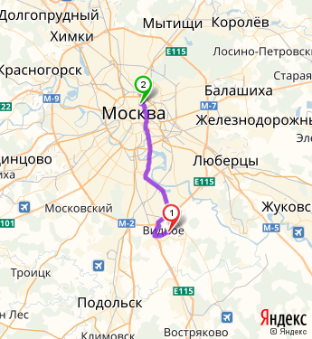 Маршрут из Видного в Москву