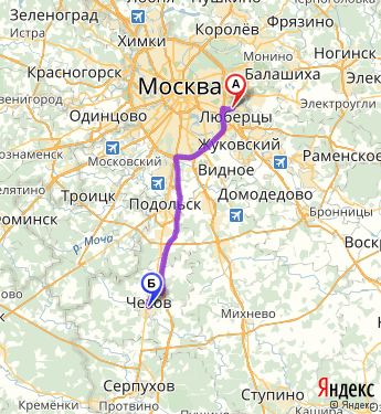 Маршрут из Москвы в Чехова