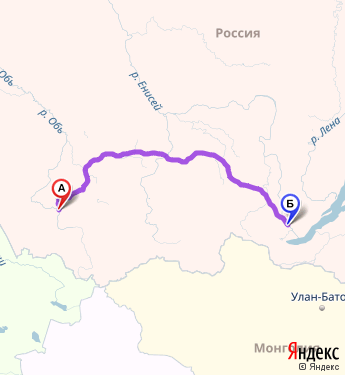 Маршрут из Барнаула в Ангарска