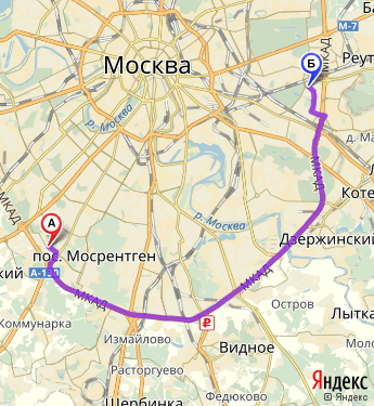 Маршрут из ИКЕА Тёплого Стана (москва) в Москву