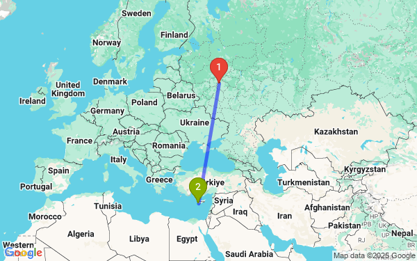 Маршрут из Москвы в Никосию