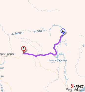 Маршрут из Канска в Усть-Илимск