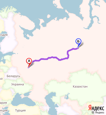 Маршрут из Москвы в 5 км автодороги Нефтеюганск-Сургут