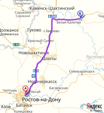 Маршрут из Ростова-на-Дону в 47 км в сторону Багаевки