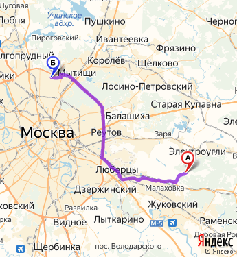Маршрут из Строкино в Москву