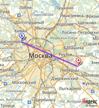 Маршрут из Марусина в Москву