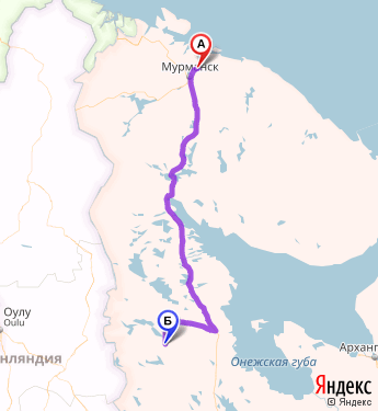 Маршрут из Североморска в Юшкозеро