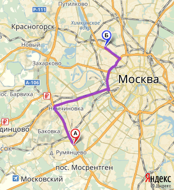 Маршрут из Москвы (п московский) в Москву