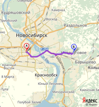 Маршрут из Новосибирска в Новолуговой