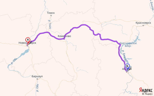 Карта маршрута абакан томск