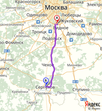 Маршрут из МКАД 32-й км в Серпухов