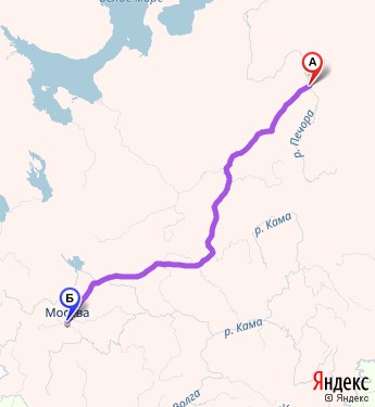 Маршрут из Печоры в Москву