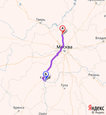 Маршрут из Московской области (р-н дмитровский) в Калугу