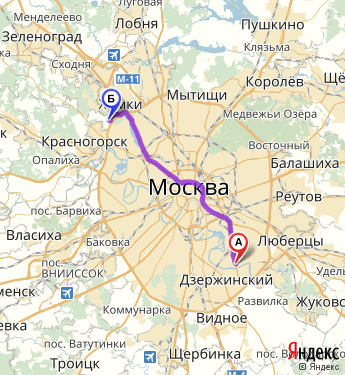 Маршрут из Москвы в Путилково
